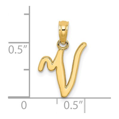 14K Yellow Gold Script Letter V Pendant – view 4