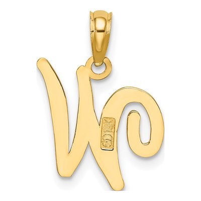 14K Yellow Gold Script Letter W Pendant – view 5