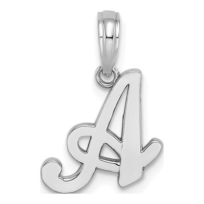 14K White Gold Script Letter A Pendant
