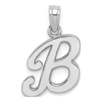 14K White Gold Script Letter B Pendant