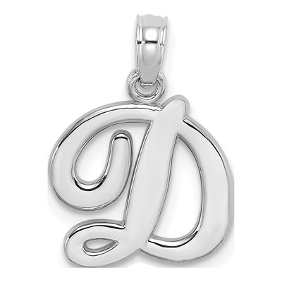 14K White Gold Script Letter D Pendant