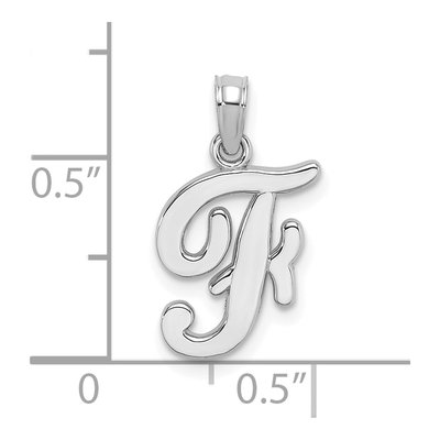14K White Gold Script Letter F Pendant – view 4
