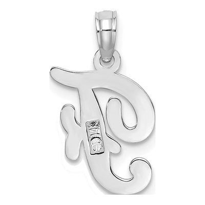 14K White Gold Script Letter F Pendant – view 5