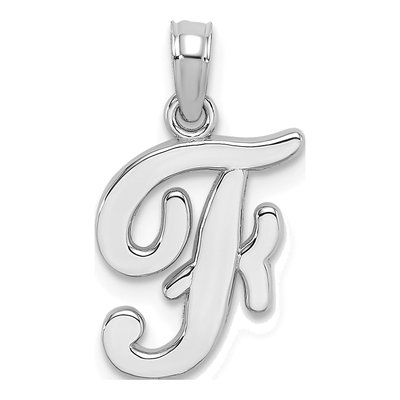 14K White Gold Script Letter F Pendant