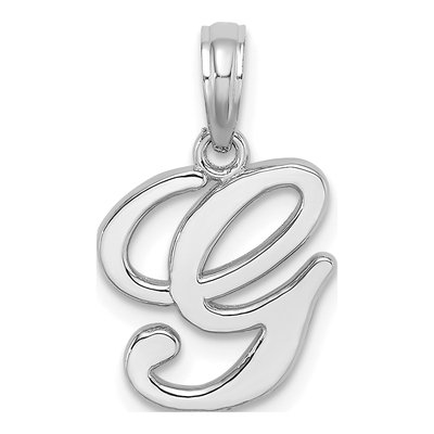 14K White Gold Script Letter G Pendant