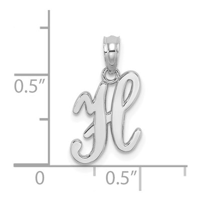 14K White Gold Script Letter H Pendant – view 4