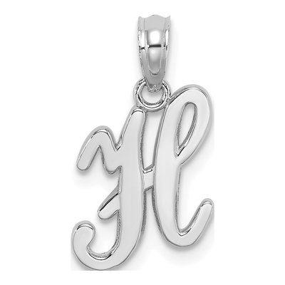 14K White Gold Script Letter H Pendant