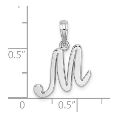 14K White Gold Script Letter M Pendant – view 4