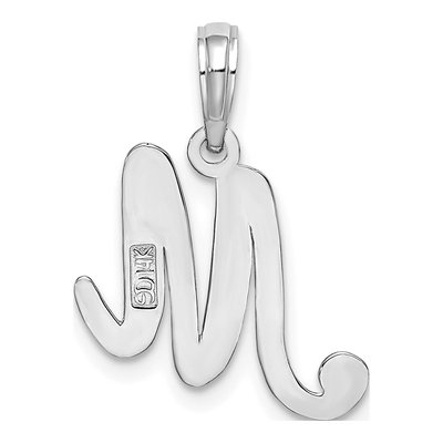 14K White Gold Script Letter M Pendant – view 5