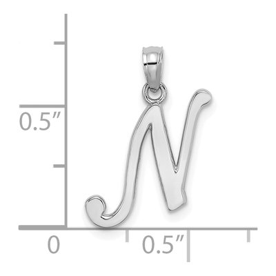 14K White Gold Script Letter N Pendant – view 4