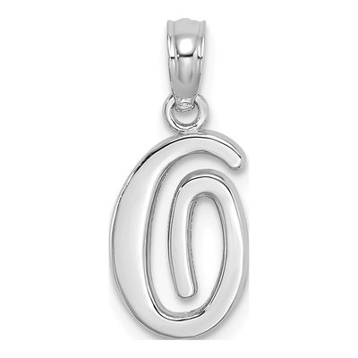 14K White Gold Script Letter O Pendant