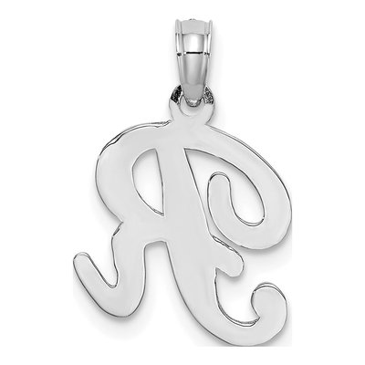 14K White Gold Script Letter R Pendant – view 5