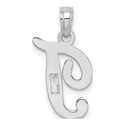 14K White Gold Script Letter T Pendant – view 5