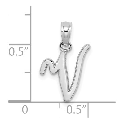 14K White Gold Script Letter V Pendant – view 4