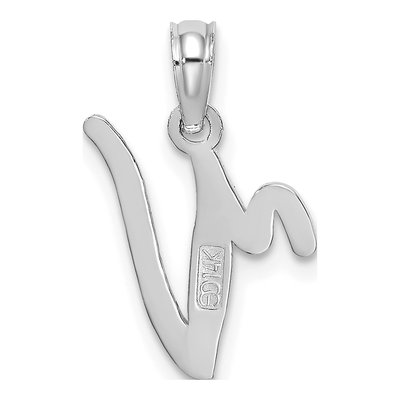 14K White Gold Script Letter V Pendant – view 5