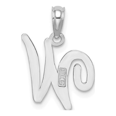 14K White Gold Script Letter W Pendant – view 5
