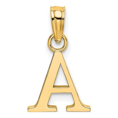 14K Yellow Gold Letter A Pendant