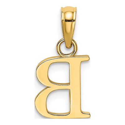 14K Yellow Gold Block Letter B Pendant – view 5