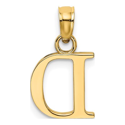 14K Yellow Gold Block Letter D Pendant – view 5