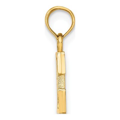 14K Yellow Gold Block Letter E Pendant – view 3
