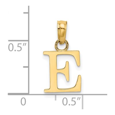 14K Yellow Gold Block Letter E Pendant – view 4