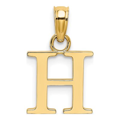 14K Yellow Gold Letter H Pendant – view 5