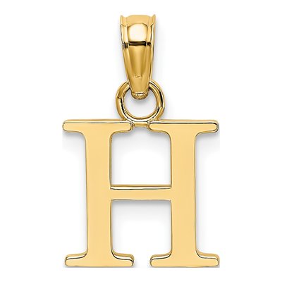 14K Yellow Gold Letter H Pendant