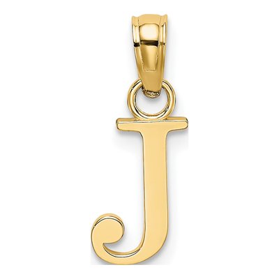 14K Yellow Gold Letter J Pendant