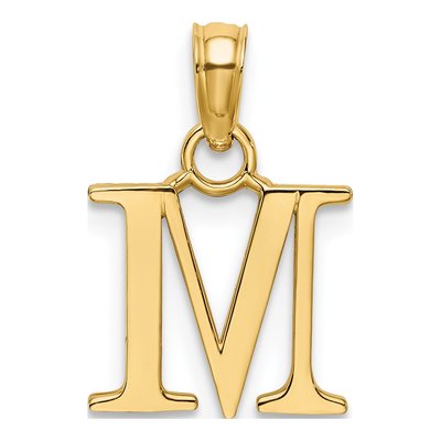 14K Yellow Gold Letter M Pendant – view 5