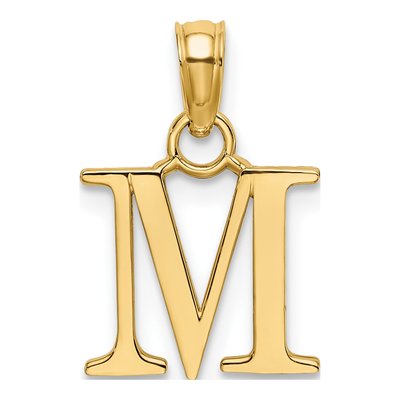 14K Yellow Gold Letter M Pendant