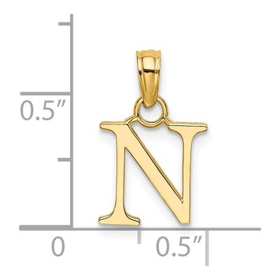 14K Yellow Gold Letter N Pendant – view 4