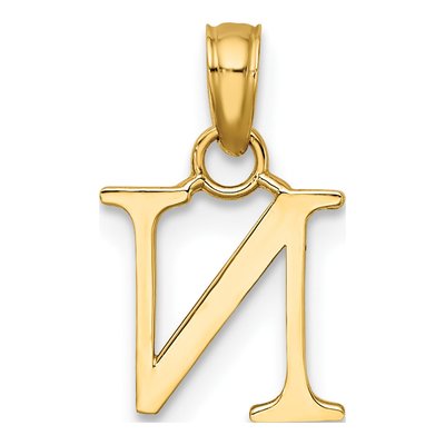 14K Yellow Gold Letter N Pendant – view 5