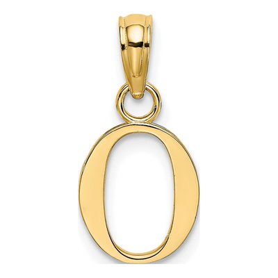 14K Yellow Gold Block Letter O Pendant