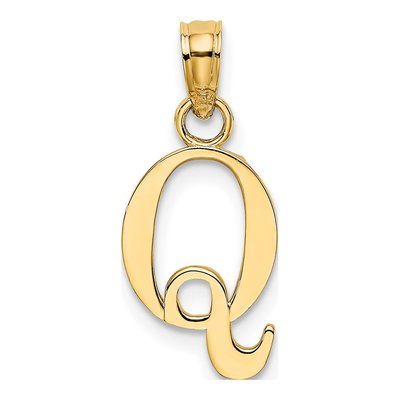 14K Yellow Gold Letter Q Pendant