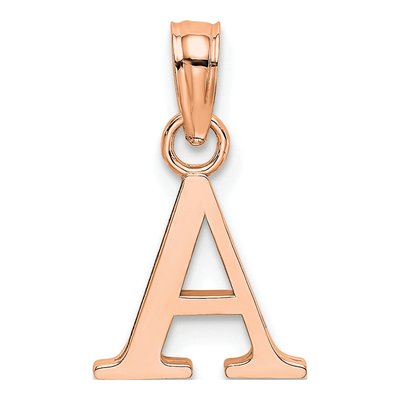 14K Rose Gold Letter A Pendant