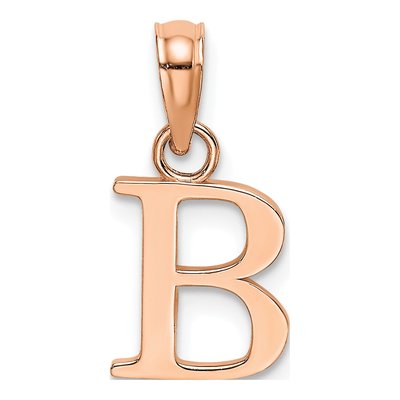 14K Rose Gold Letter B Pendant