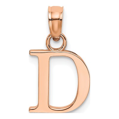 14K Rose Gold Letter D Pendant