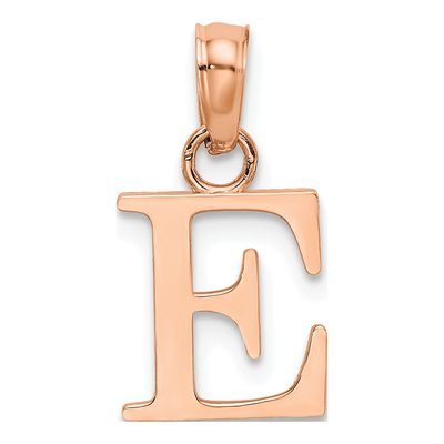 14K Rose Gold Letter E Pendant