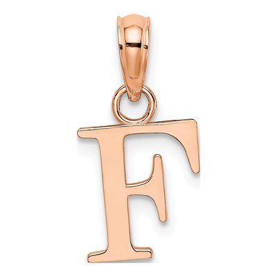14K Rose Gold Letter F Pendant