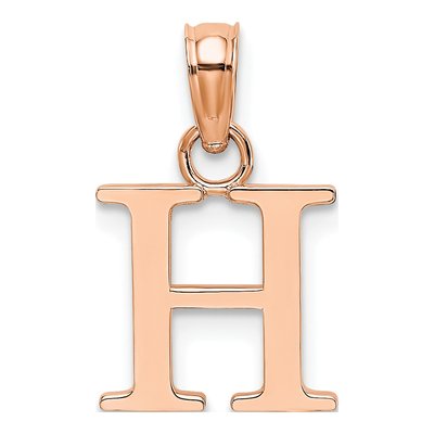 14K Rose Gold Letter H Pendant