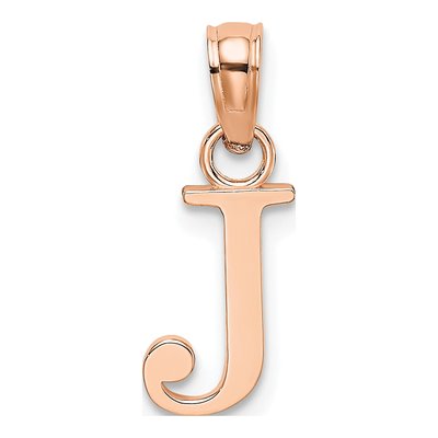 14K Rose Gold Letter J Pendant