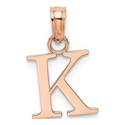 14K Rose Gold Letter K Pendant