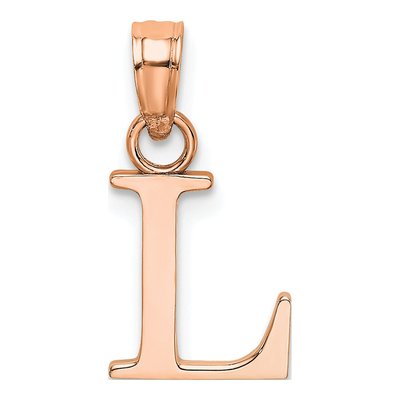 14K Rose Gold Letter L Pendant