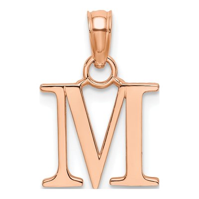 14K Rose Gold Letter M Pendant