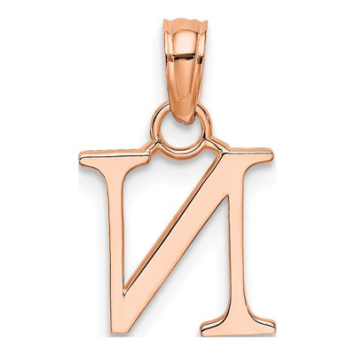 14K Rose Gold Letter N Pendant – view 4