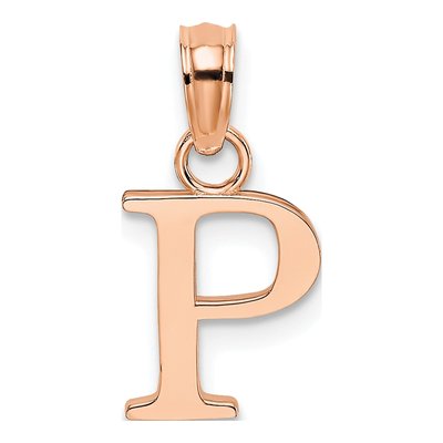14K Rose Gold Letter P Pendant