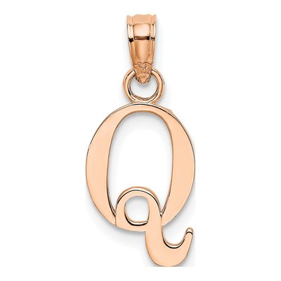 14K Rose Gold Letter Q Pendant