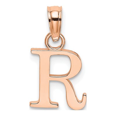 14K Rose Gold Letter R Pendant