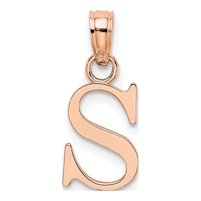 14K Rose Gold Letter S Pendant