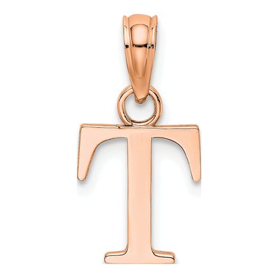 14K Rose Gold Letter T Pendant